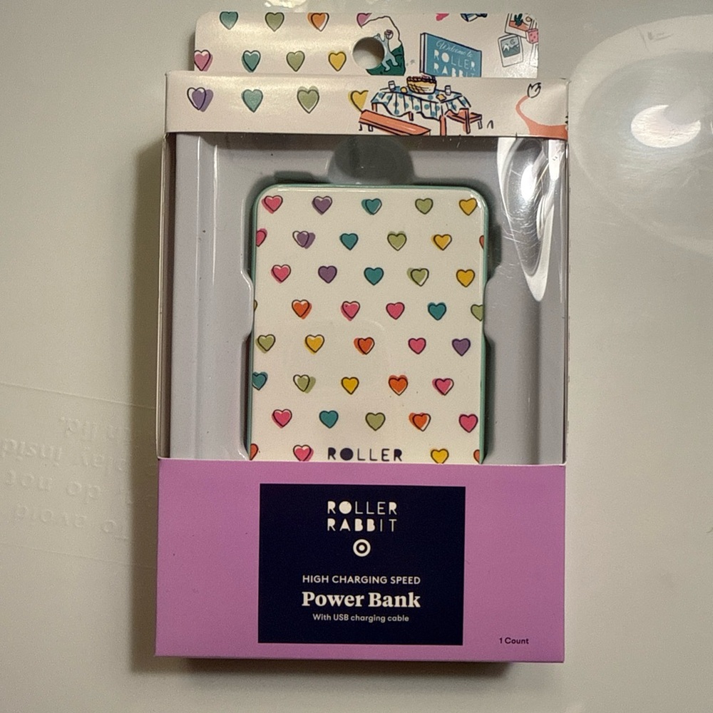 Roller Rabbit Pastel Heart Portable Charger in Multi-Color - Picture 5 of 5